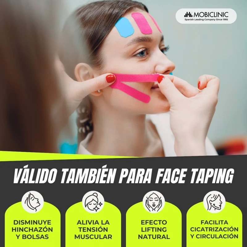 4er Pack Kinesiotape | Rosa, Blau, Schwarz und Beige | Neuromuskuläre Bandage | 5mx5cm | Mobitape | Mobiclinic