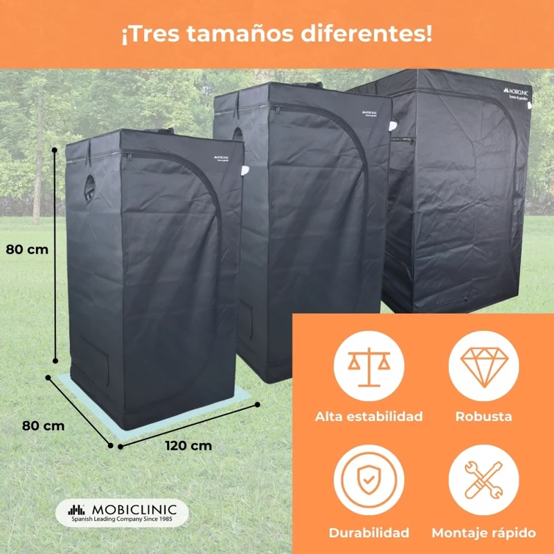 Growzelt | Wasserdicht | Schwarz | Nylon | Max. Belastung 28 kg | Abnehmbarer Boden | Haltestangen | Growbox | Mobiclinic