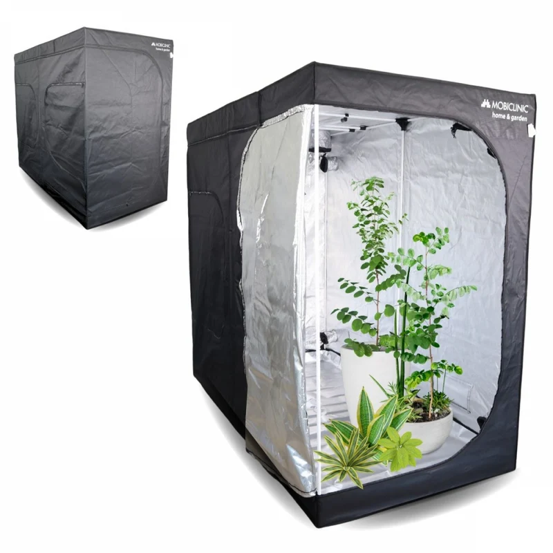 Growzelt | Wasserdicht | Schwarz | Nylon | Max. Belastung 28 kg | Abnehmbarer Boden | Haltestangen | Growbox | Mobiclinic