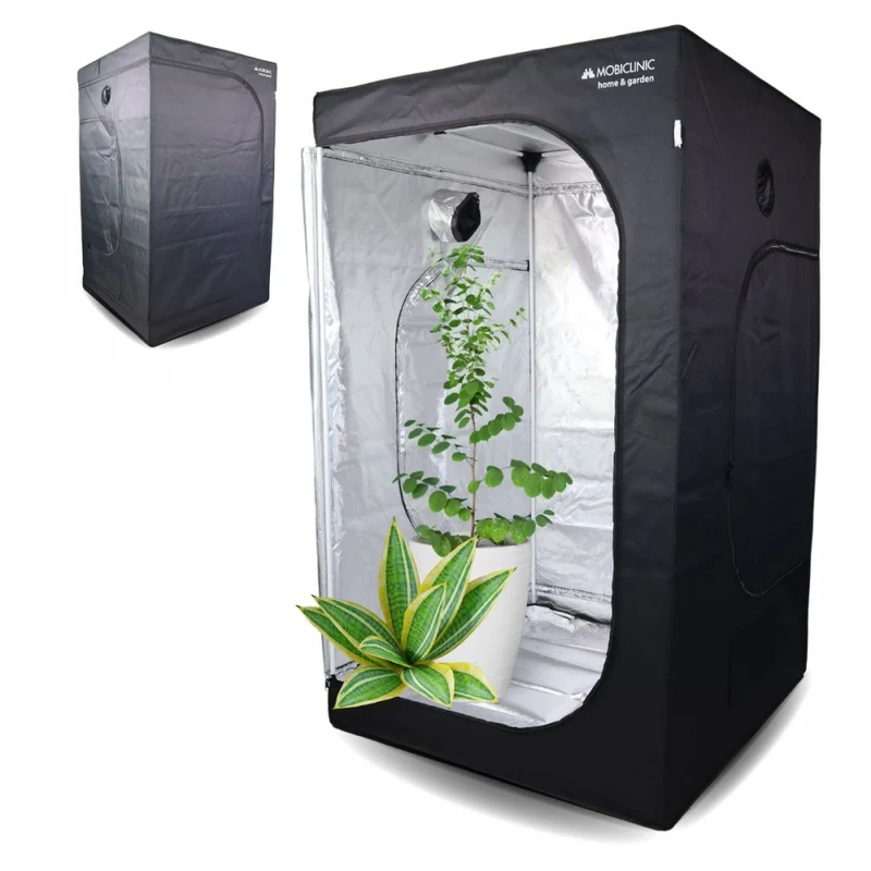 Growzelt | Wasserdicht | Schwarz | Nylon | Max. Belastung 28 kg | Abnehmbarer Boden | Haltestangen | Growbox | Mobiclinic