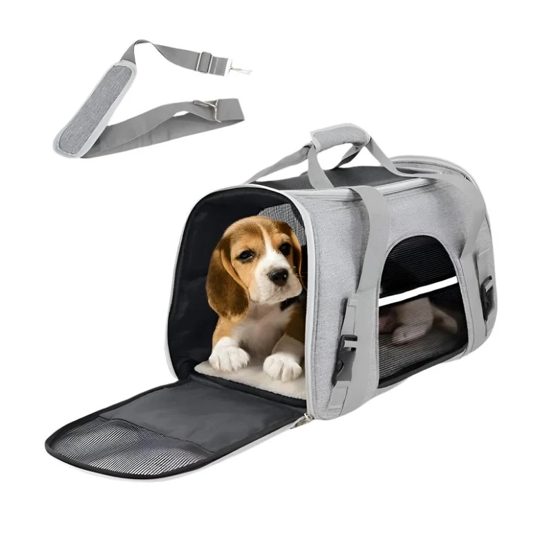 Tragetasche für Haustiere | Faltbar | 48x25x30 cm | Belüftung | Trolley-Band | Doppelgriff | Bronco | Mobiclinic