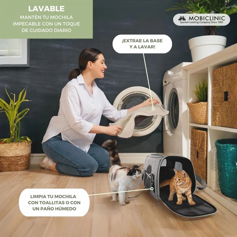Tragetasche für Haustiere | Faltbar | 48x25x30 cm | Belüftung | Trolley-Band | Doppelgriff | Bronco | Mobiclinic