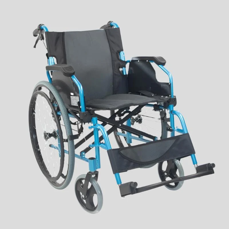Paket Bolonia Plus | Faltrollstuhl | Blau | Aluminium | Anti-Dekubitus-Kissen | Viskoelastisch | Mobiclinic