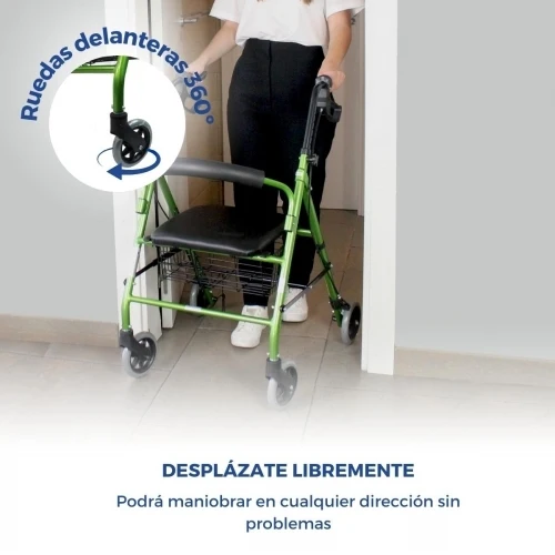 Paket Escorial Plus | Klappbarer Gehwagen | Grün | Bremsen an Hebeln | Anti-Dekubitus-Kissen | Viskoelastisch | Mobiclinic