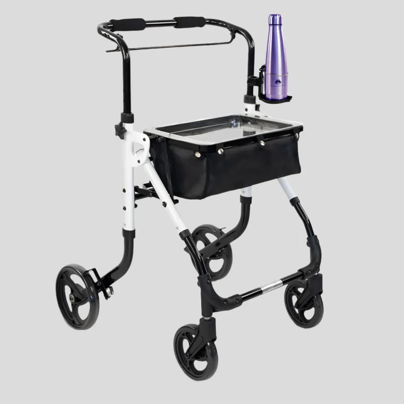 Pack Olimpo Plus | Gehhilfe Olimpo | Flaschenhalter | Einhebelgriff | Faltbar | Leichtgewicht | Mobiclinic
