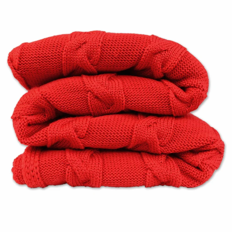 Decke 140x180cm Zopf, rot