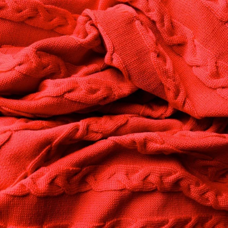 Decke 140x180cm Zopf, rot