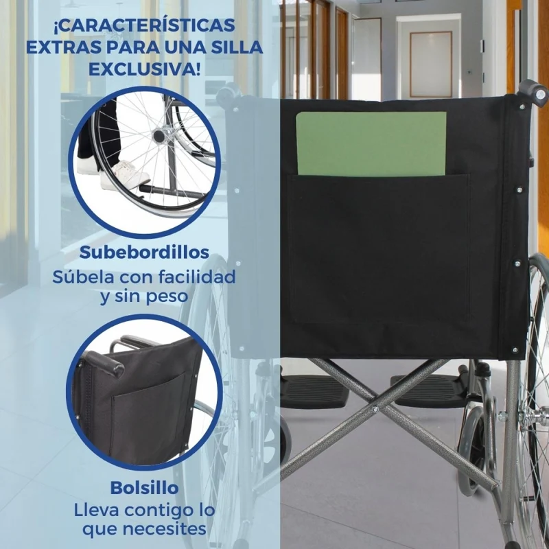 Rollstuhl | Faltbar | Große Räder | Widerstandsfähig | Schwarz | Alcazaba | Mobiclinic