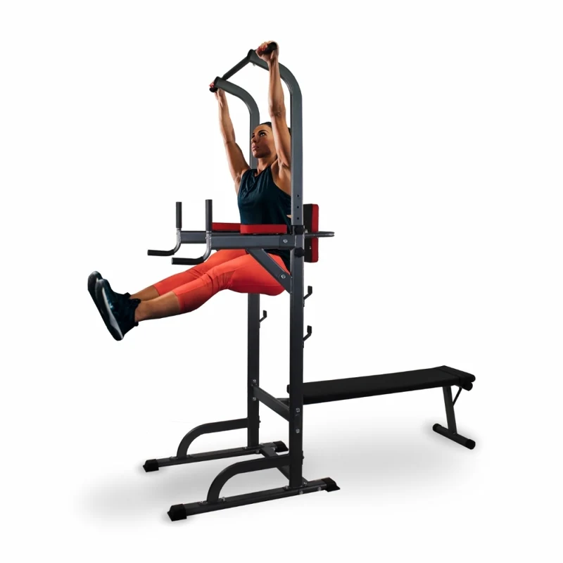 2-in-1-Krafttrainingsstation | Multifunktional | Max. 250 kg | Höhenverstellbar | Klappbar | Verstellbare Rückenlehne | DOMIFIT | Mobiclinic