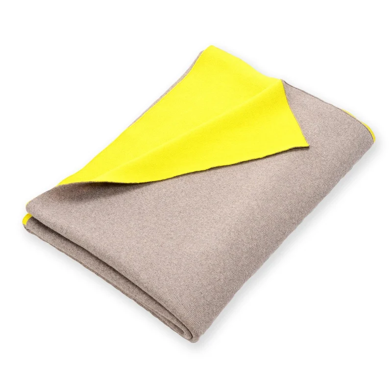 Decke 140x180cm Doubleface, beige/gelb