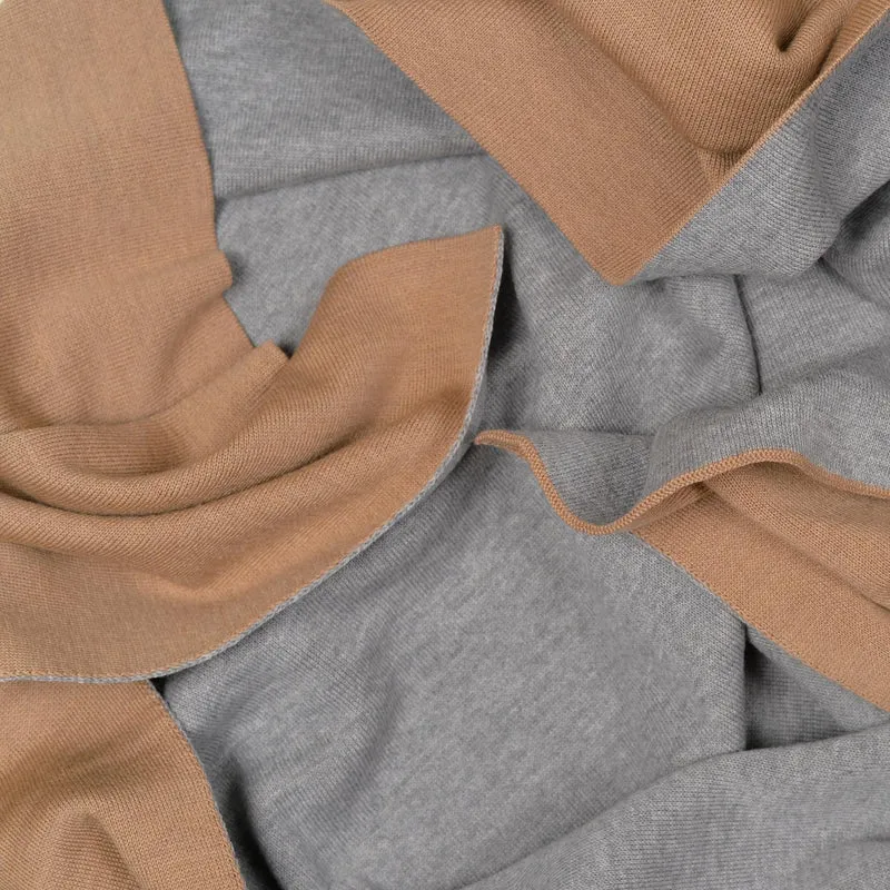 Decke 140x180cm Doubleface, camel/grau