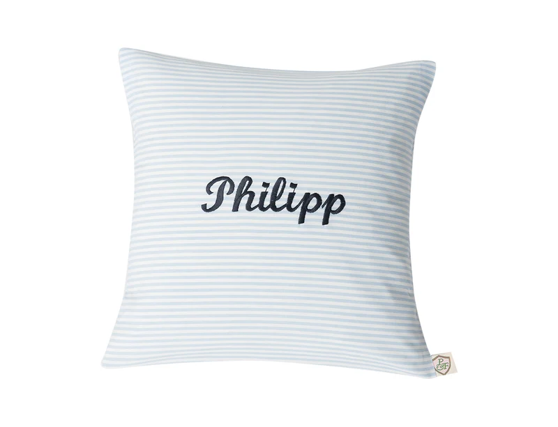 Kissen personalisiert VICHY STRIPES hellblau