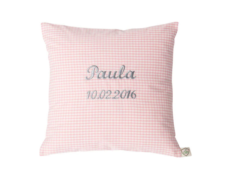 Kissen personalisiert VICHY KARO rose