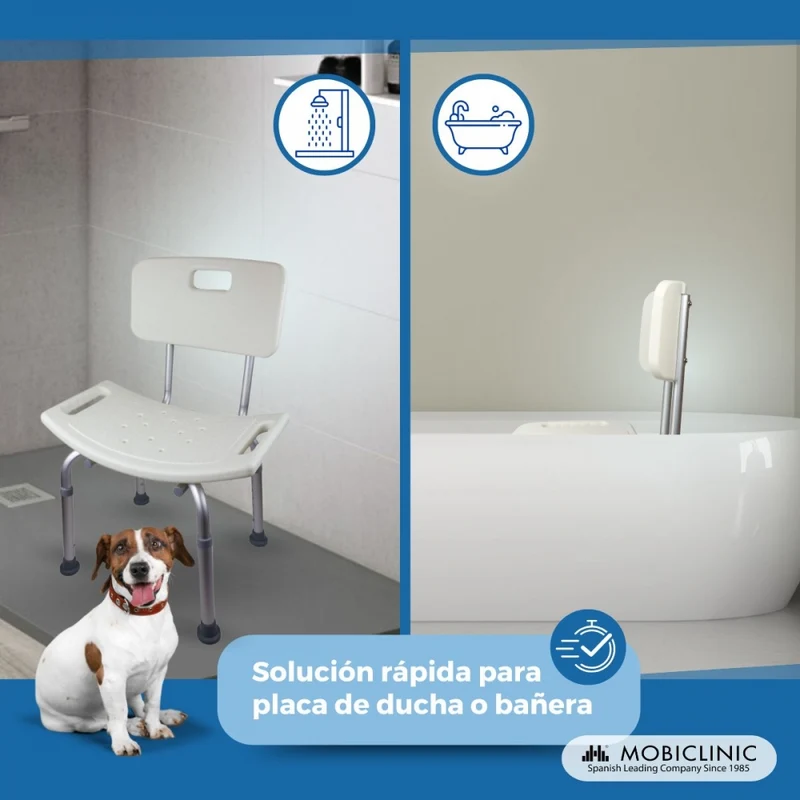Badestuhl | Höhenverstellbar | Aluminium | Rückenlehne | Olivo | Mobiclinic