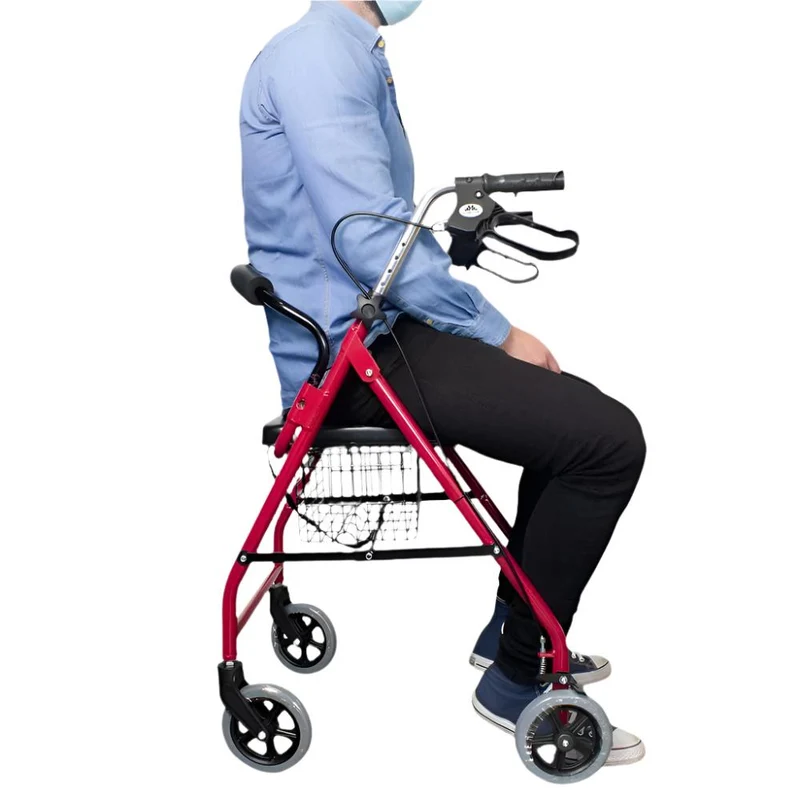 Rollator | Aluminium | Faltbar | Bremsgriffe | Sitz und Rückenlehne | Für Senioren | Bordeaux | Alhambra | Mobiclinic
