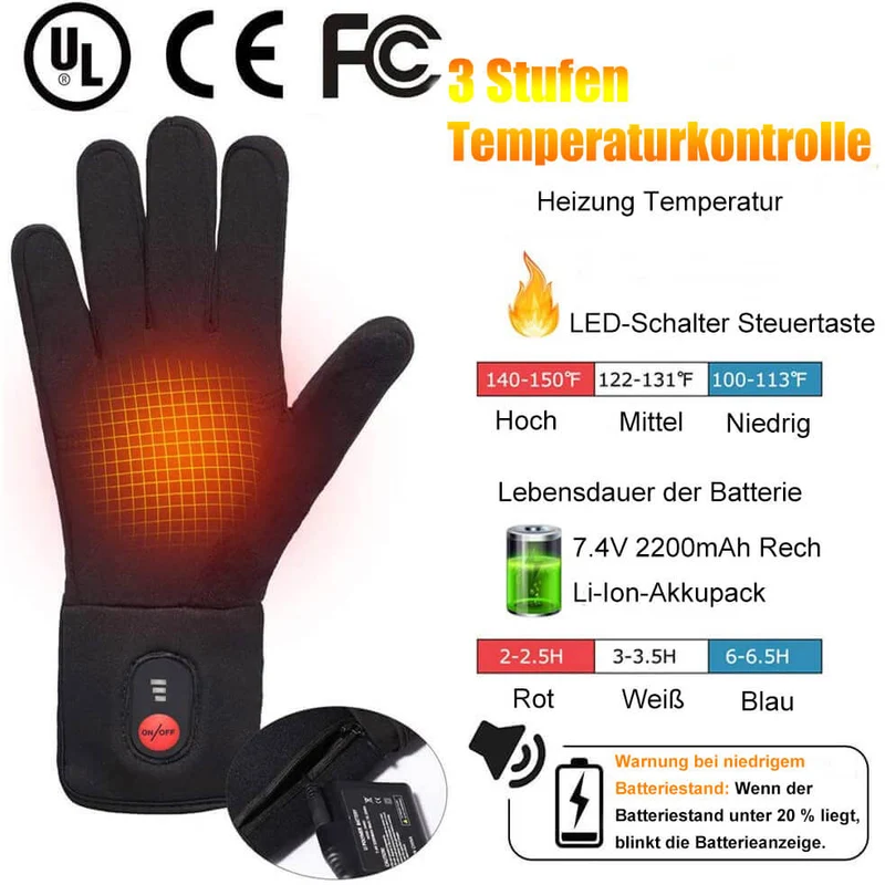Savior wiederaufladbare elektrische Heizhandschuhe Innenfutter mit Touchscreen-fähigen Fingerspitzen