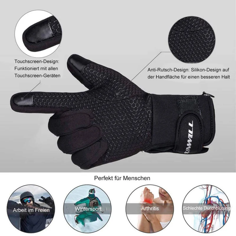Savior wiederaufladbare elektrische Heizhandschuhe Innenfutter mit Touchscreen-fähigen Fingerspitzen