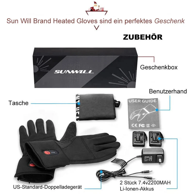 Savior wiederaufladbare elektrische Heizhandschuhe Innenfutter mit Touchscreen-fähigen Fingerspitzen
