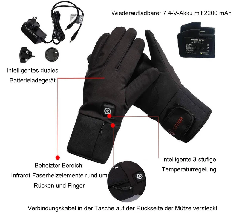Wiederaufladbare Batterie Beheizte Handschuhe | Unisex Moderate Dicke Hand Warmer Retter Beheizte Handschuhe