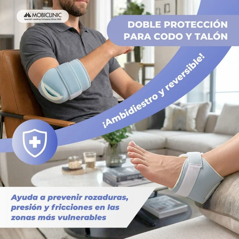 Packung Anti-Dekubitus-Protektoren für Ellenbogen oder Ferse | Rechts und links | Baumwolle | Einheitsgröße | Mobiclinic