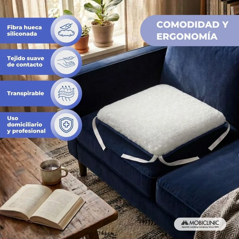 Anti-Dekubitus-Kissen | Quadratische Form | Für Stuhl oder Sofa | 44 x 44 cm | Mobiclinic
