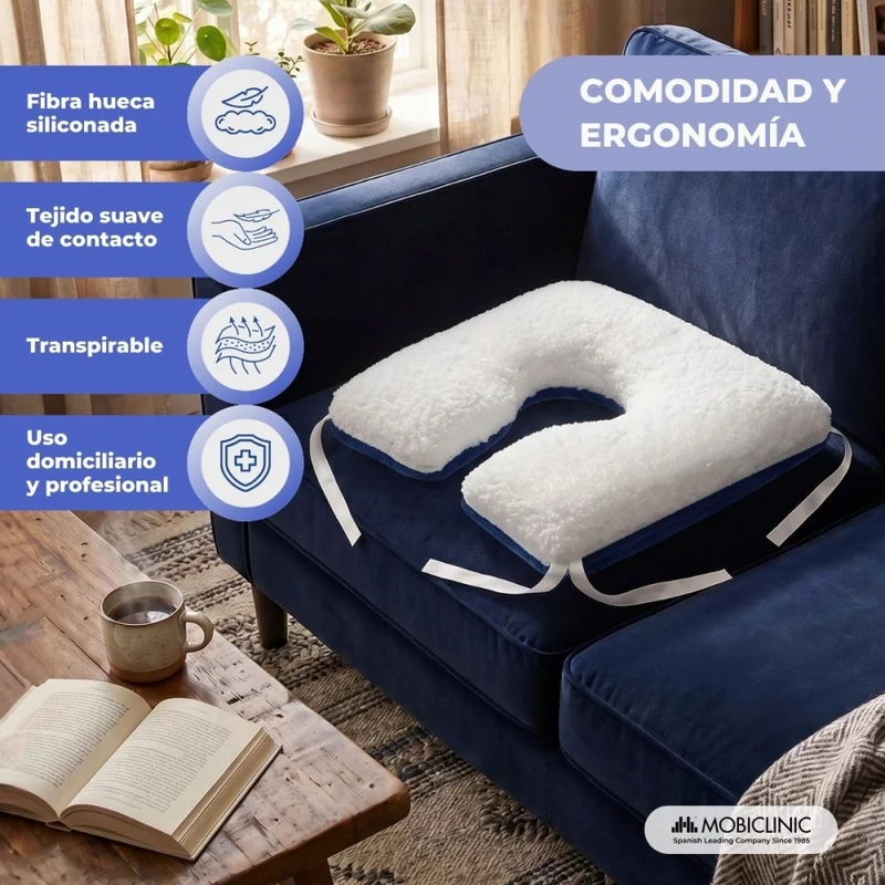 Anti-Dekubitus-Kissen | Hufeisenform | Für Stuhl oder Sofa | 44 x 44 cm | Mobiclinic