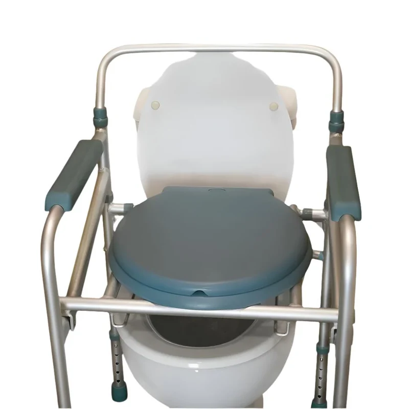 Toilettenstuhl | Faltbar | Mit Deckel | Höhenverstellbar | Aluminium | Gepolsterte Armlehnen | Mar | Mobiclinic