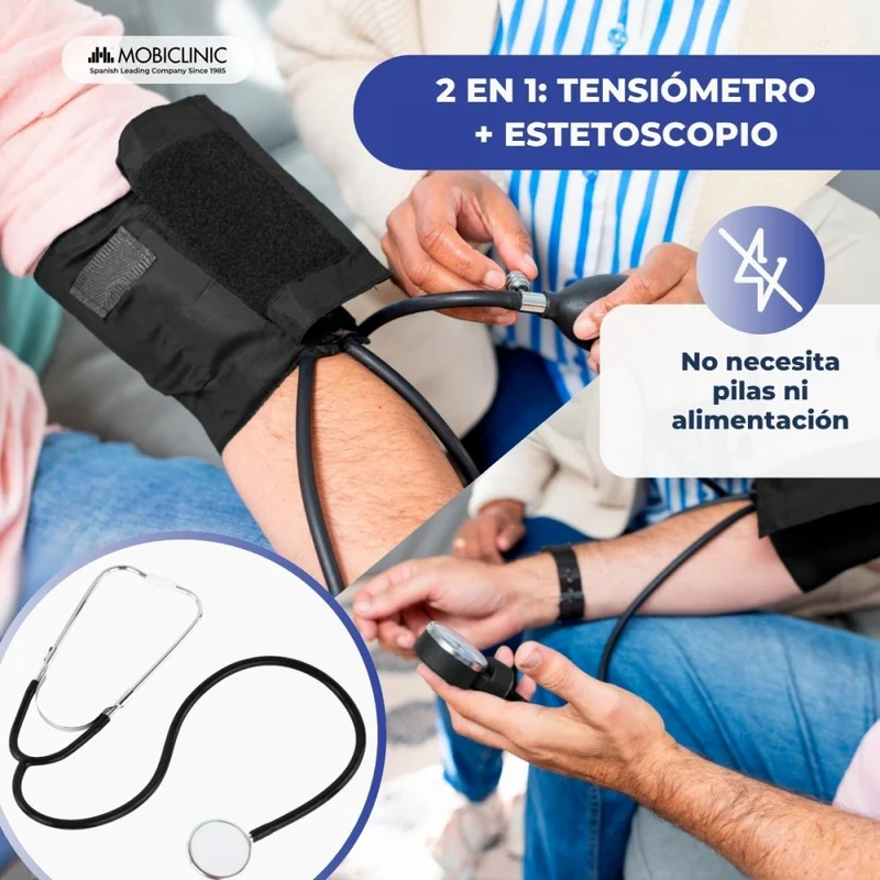 Manuelles Arm Tensiometer und Stethoskop Pack | Aluminium Doppelglockenstethoskop | Mobiclinic