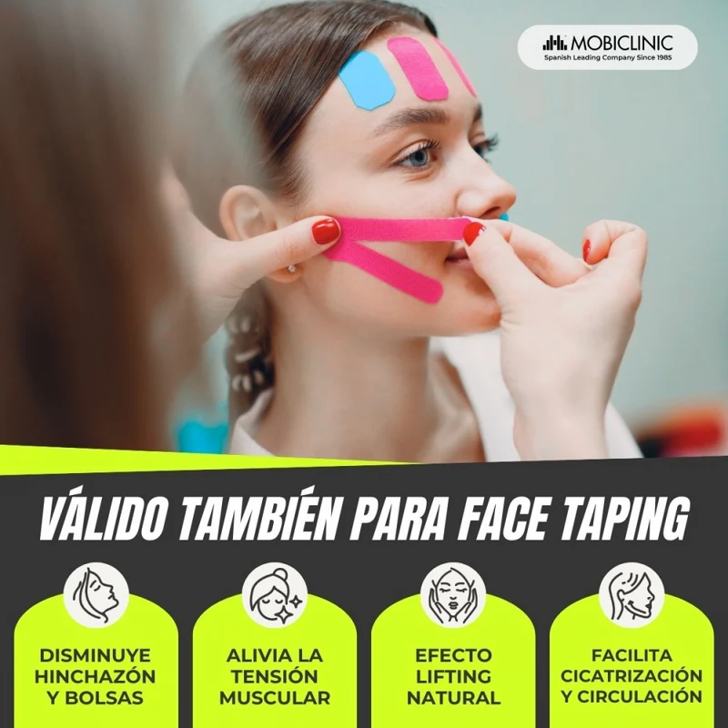 2er Pack Kinesio-Tape | Rosa und Blau | Neuromuskuläre Bandage | 5mx5cm | Modell: Mobitape | Mobiclinic