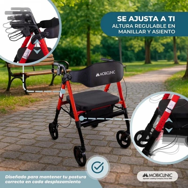 Bariatrischer Gehwagen | Faltbar | Bis zu 204 kg | Verstärktes Aluminium | Bremsen | 360º-Räder | Korb | Madeira | Mobiclinic