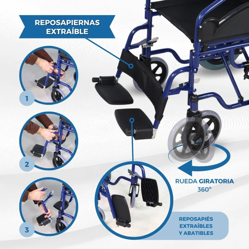 Rollstuhl | Premium | Faltbar | Abnehmbare Armlehnen und Fußstützen | Schwarz | Maestranza | Mobiclinic