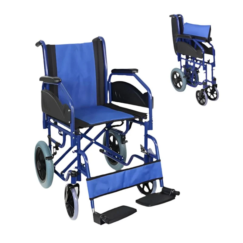 Rollstuhl | Premium | Faltbar | Abnehmbare Armlehnen und Fußstützen | Blau | Maestranza | Mobiclinic