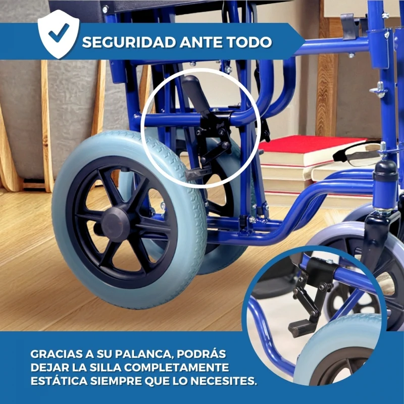 Rollstuhl | Premium | Faltbar | Abnehmbare Armlehnen und Fußstützen | Blau | Maestranza | Mobiclinic