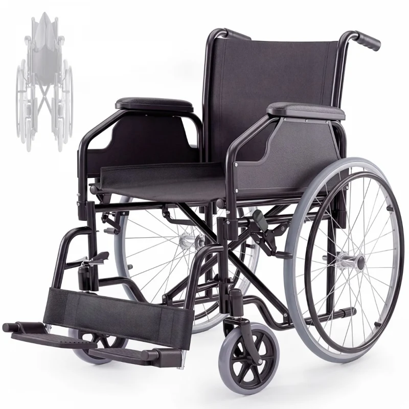 Standard Rollstuhl | Faltbar | Große Räder | Stahl | Orthopädisch | Leichtgewichtig | Schwarz | Catedral | Mobiclinic
