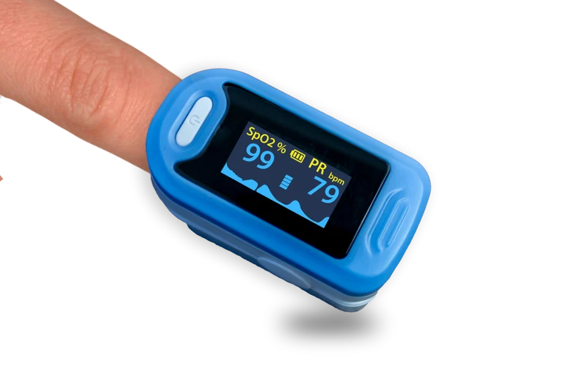 Fingerpulsoximeter | Plethysmographische Wellenform | Genau und zuverlässig | Nicht-invasiv | Blau | Mobiclinic