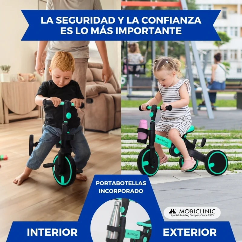 5-in-1 Dreirad | Umbaubar | Verstellbar | Max. 25 kg | Leichtgewicht | 1,5–5 Jahre | Blau | Chase | Mobiclinic