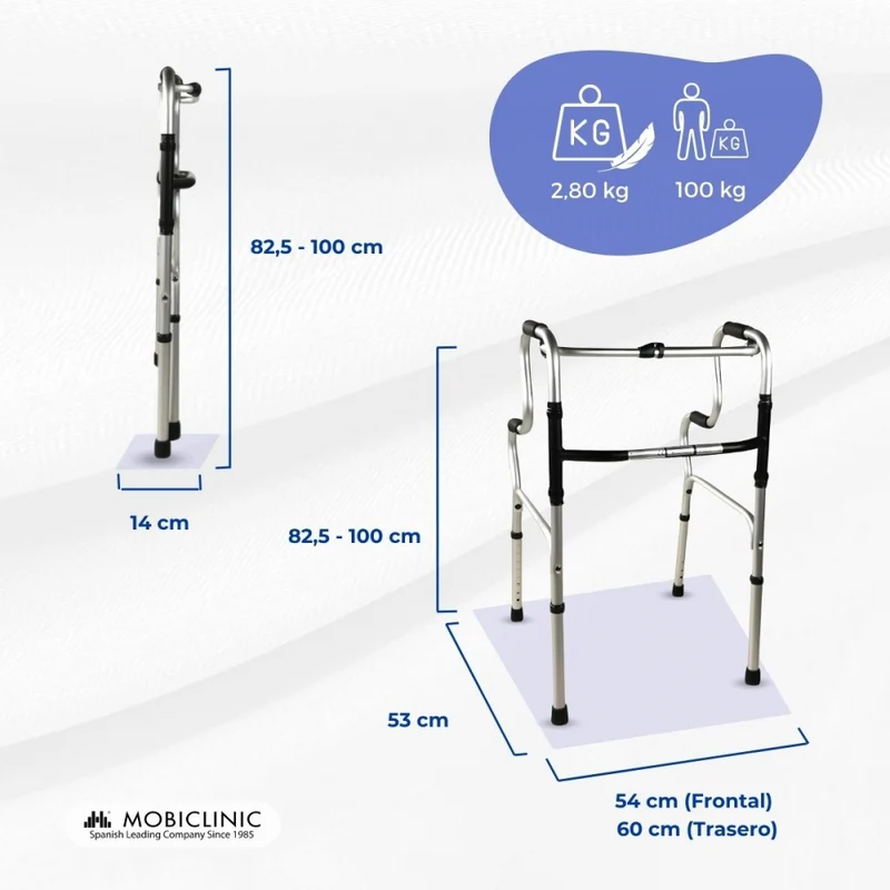 Gehhilfe für Senioren | Verstellbar | Faltbar | Aluminium | Portico | Mobiclinic
