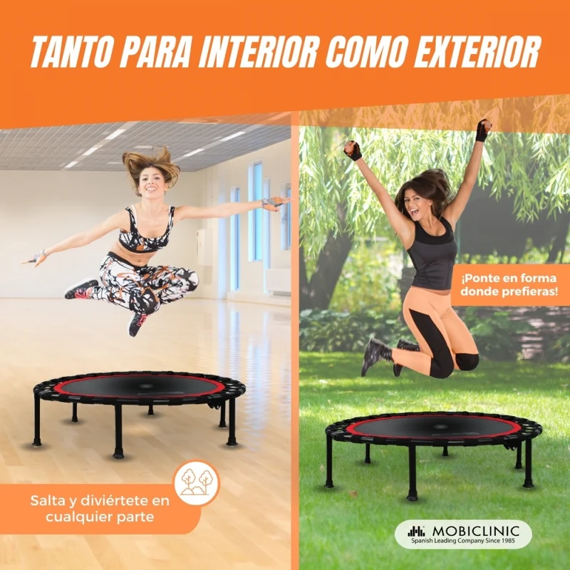 Rundes Fitness-Trampolin |Faltbar |Max. 150 kg |Verstellbare Armlehne |Abnehmbar | 101x101x118cm |Kangumobi |Mobiclinic