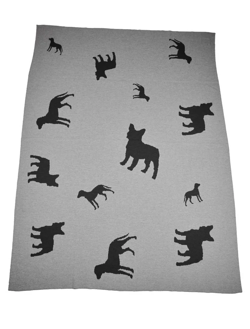 Decke 140x180cm Dogs, grau/dunkelgrau