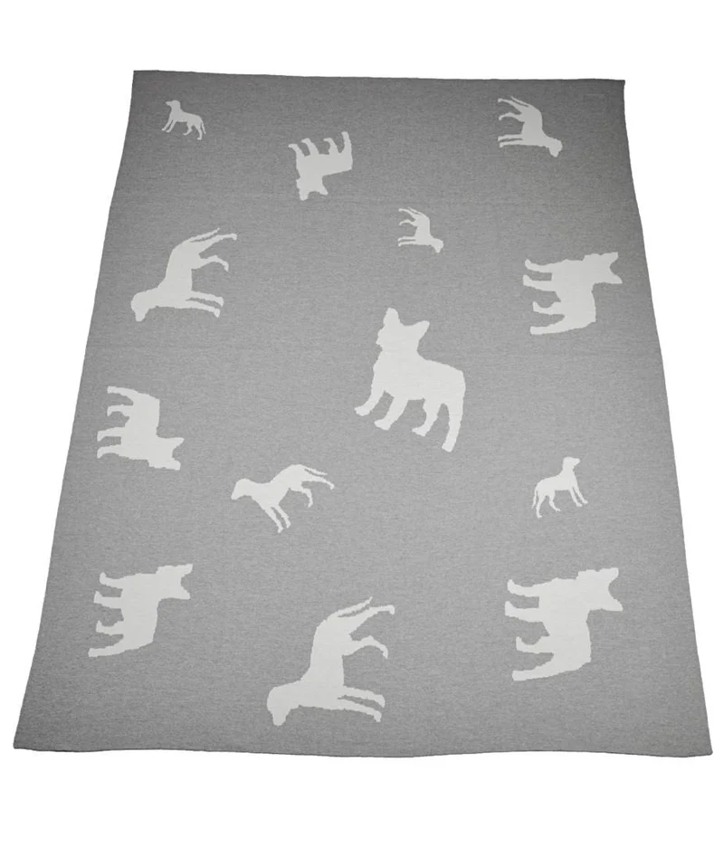Decke 140x180cm Dogs, grau/weiß