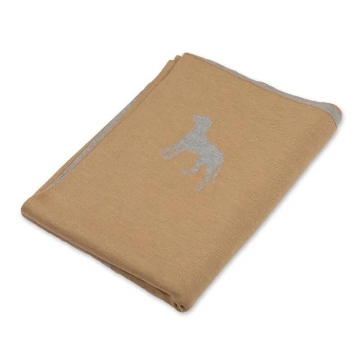 Decke 140x180cm Dogs, camel/grau
