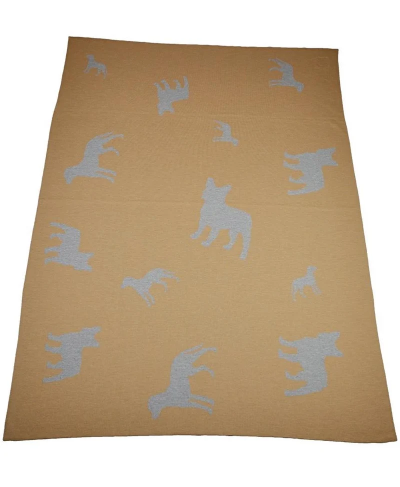 Decke 140x180cm Dogs, camel/grau