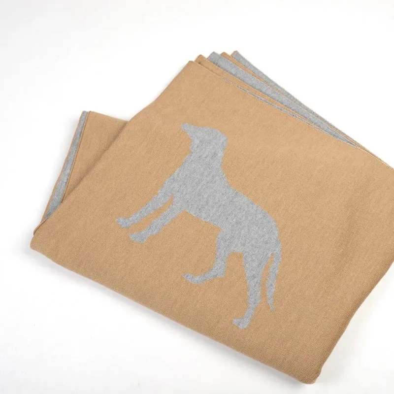 Decke 140x180cm Dogs, camel/grau