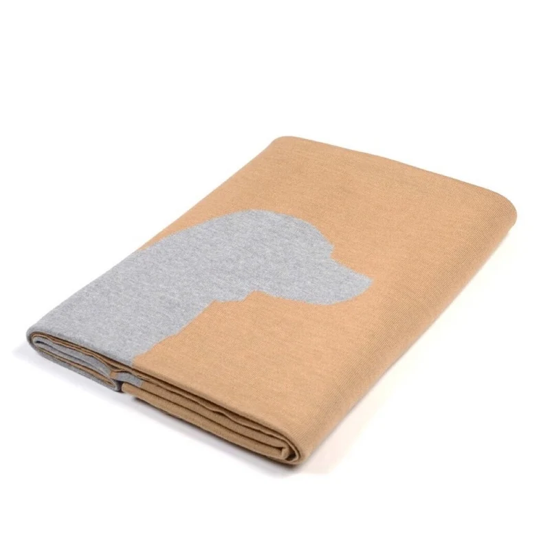 Decke 140x180cm Dog, camel/grau