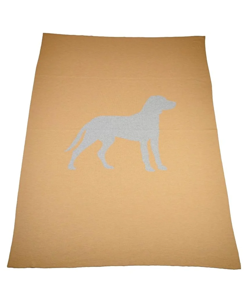 Decke 140x180cm Dog, camel/grau