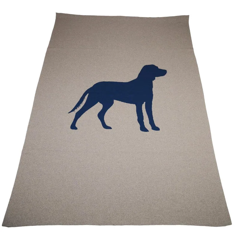 Decke 140x180cm Dog, beige/dunkelblau