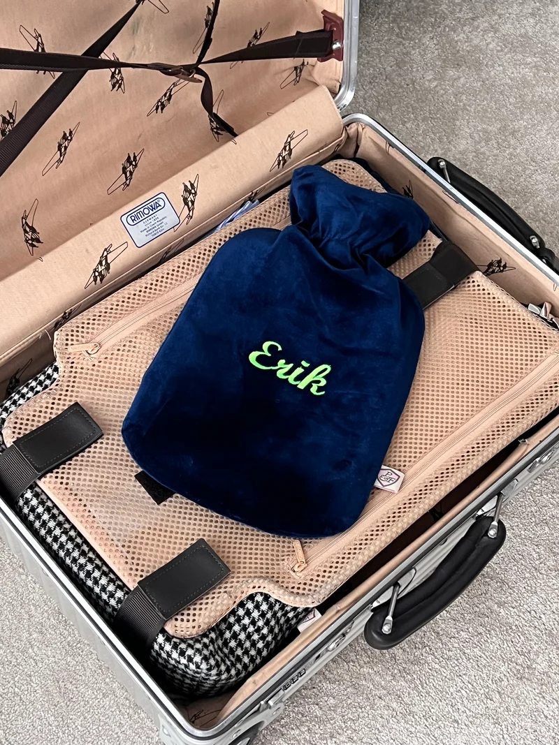 Wärmflasche personalisiert SAMT dunkelblau
