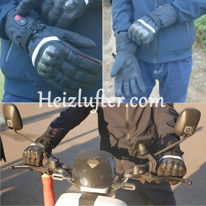 Savior Beheizte Handschuhe – Premium Leder – Motorrad & Skifahren – 7.4V Akku – Wind- & Wasserdicht
