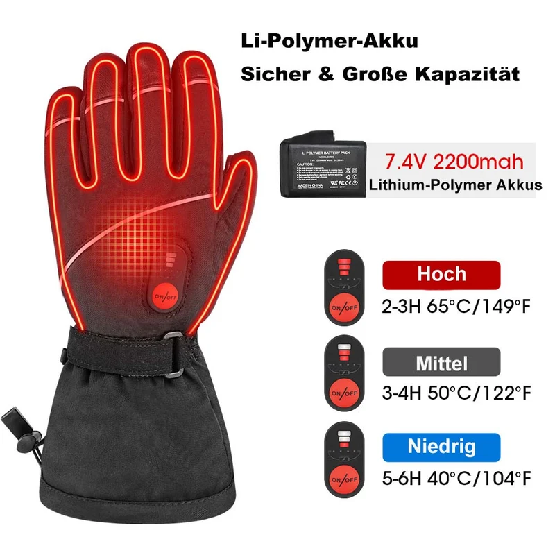 Savior Dicke Beheizte Lederhandschuhe | Leder Hand Warming Handschuhe