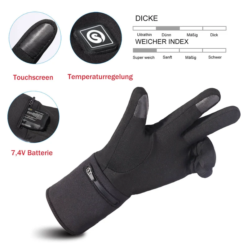 Savior Beheizbare Unterziehhandschuhe – Dünne Heizhandschuhe mit Touchscreen für Damen & Herren